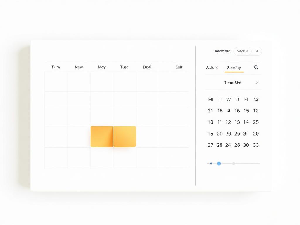 Calendar booking grid and time-slot picker